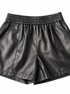 High-Waist Black Faux Leather Shorts